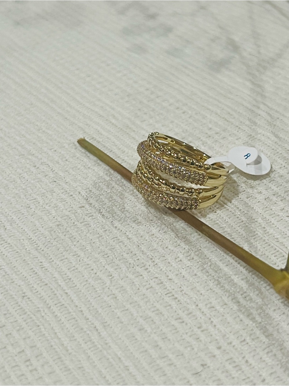 Gold Pave Multi-Band Stackable Ring - Picture 2 of 2